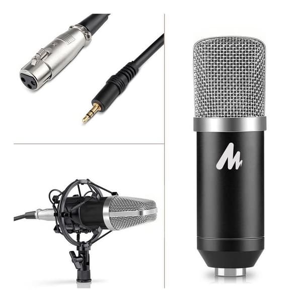 Podcastingmikrofon med bomarmssæt, sort