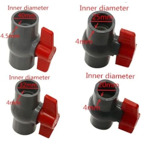 PVC kuleventil, U-PVC plastventil, strømningskontroll og rett avstengningsforsegling (φ20 mm)