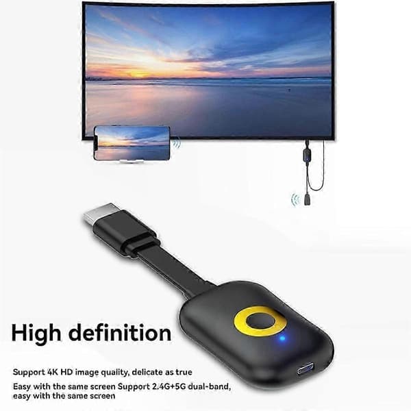 4K Trådløs HDMI-mottaker for TV Smartphone Laptop Streaming Speiling