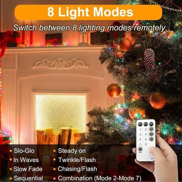 Jouluvalosarja, 26,2 m 220 LED-valoa sisä- ja ulkokäyttöön, 8 tilaa ja muistitoiminto