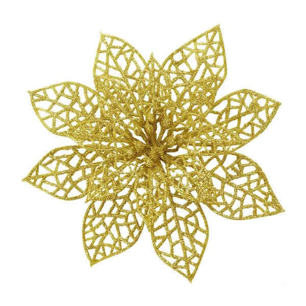 Christmas Flowers for Christmas Decoration Plastic Gold 10-pack