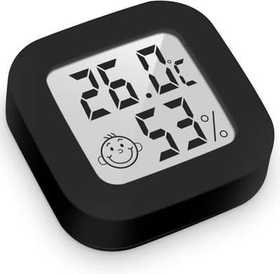 Mini Højpræcisions Digital Indendørs Termometer Hygrometer, Temperatur- og Fugtighedsmåler (4.3cm*4.3cm, sort, 1 stk)