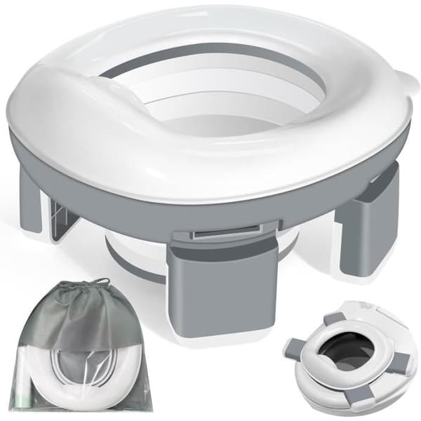 Sammenleggbart Baby Potty-sete, 3-i-1 Toalettsetereduserer for Barn, Reisepotte med Oppbevaringspose