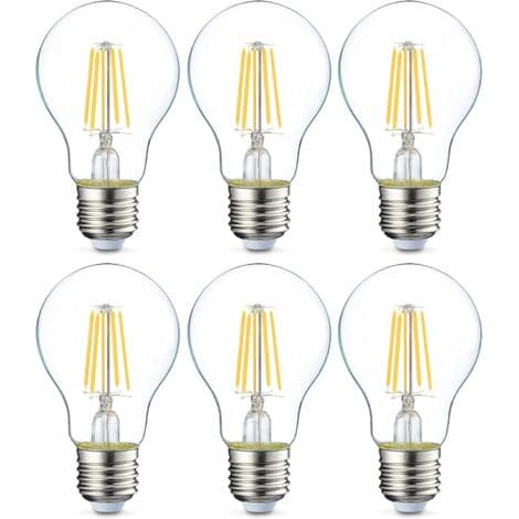 6-pack LED-lampor, Edison skruvbas E27, 4W (motsvarande 40W), transparent glödtråd, ej dimbar