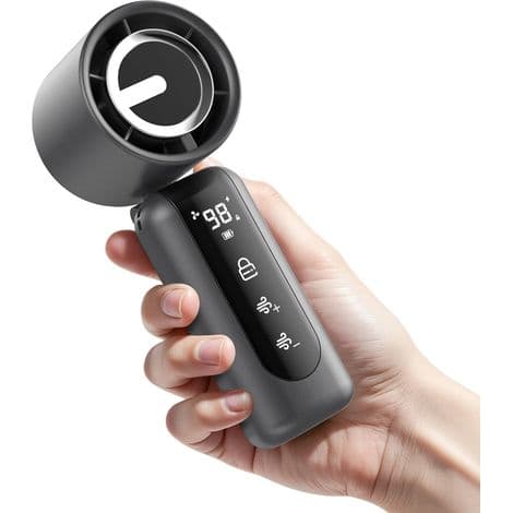 Mini bærbar ventilator. Justerbar blæserhastighed (1 til 100 niveauer). Kraftig personlig ventilator - blå.