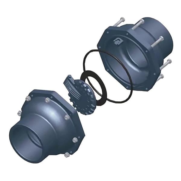 Svingtilbageløbsventil, opløsningsmiddelsvejset dobbeltforskruning PVC-rørfittings (DN40 Φ50 mm)