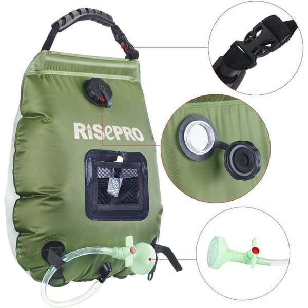 Solbruserpose, 20 liter, camping, temperatur 45°C, vandring, klatring