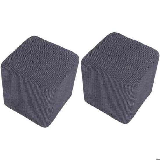 2-delat sammetspuffset, rektangulär stretchpuff, låg elastisk puff för vardagsrum, endast överdrag, pall ingår ej, grå