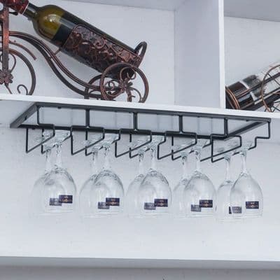 Hængende glasstativ 50cm - Sort - 10 pladser - Moderne design