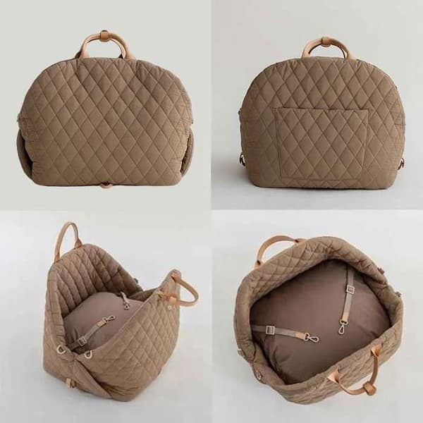 Bæretaske - Autostol - Khaki - Til små hunde - 3 til 4 kg - Mål 44x34x22 cm