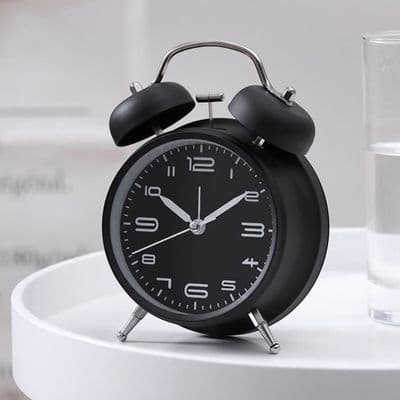 Lysende vækkeur - 4 tommer - Alarm - Dekoration - Sort