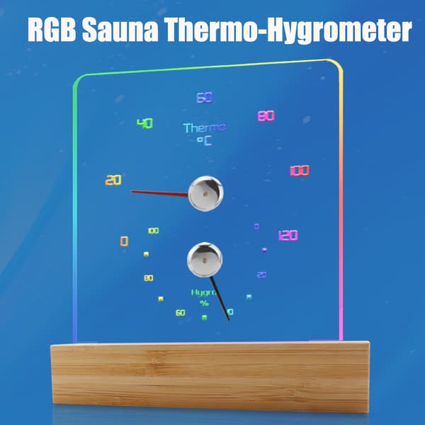 Badstutermometer Hygrometer med RGB-lys