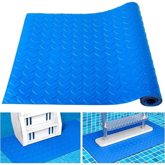 Skridsikker poolmåtte, 90x23cm poolstigemåtte, rektangulær poolgulvmåtte, poolstigemåtte til nedgravede pools