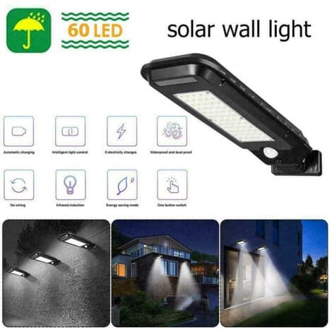 Fotovoltaisk solcellepanel for gatelys med sensor, 60 SMD LED, T-210b