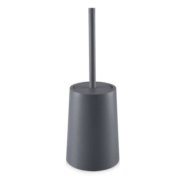 Grå designer toiletbørste med plastholder til badeværelset, dimensioner 37x18x13 cm