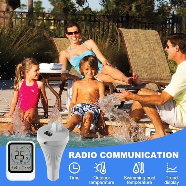 Digitalt solcelle-pooltermometer, flydende vandtermometer, temperaturmåler til spa, bad, boblebad, termometre