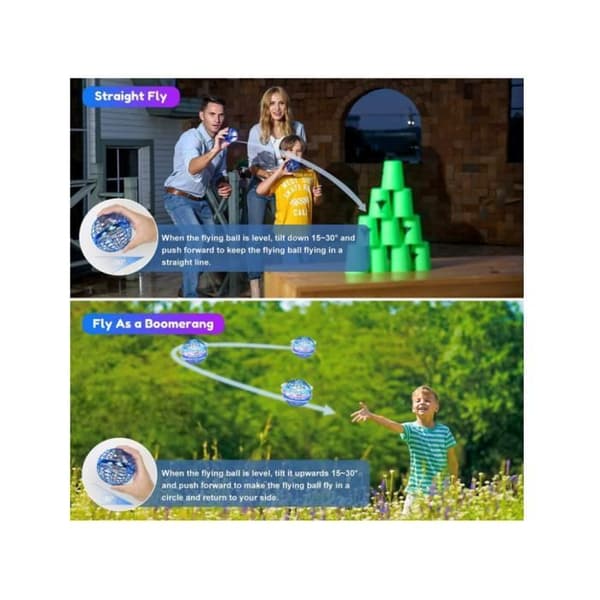 Flyvende legetøj, minidrone, kugleformet flyvende spinner, 360° roterende, LED-lys til børn og voksne
