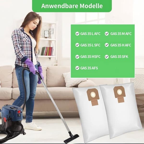 10-pack dammsugarpåsar för Bosch Professional GAS 35 L AFC/L SFC+/M AFC