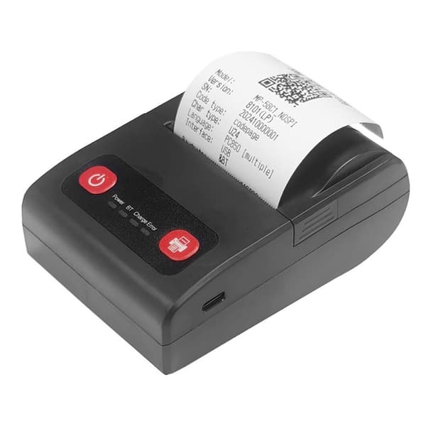 58mm Mini Bærbar Termisk Skriver - USB & Bluetooth Tilkobling, Kompatibel med Android, iOS og Windows
