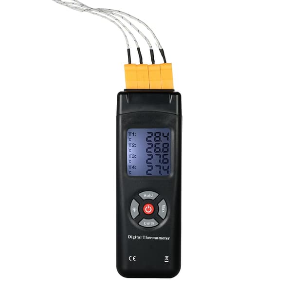 4-Kanalig K-Typ Digital LCD Termometer Termoelement Sensor -50~1350°C/-58~2462°F Data Hold Funktion