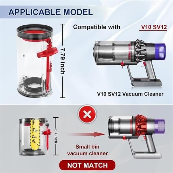 Erstatning for støvbeholder til Dyson V10 SV12, reservedeler til støvbeholder, vakuumtilbehør