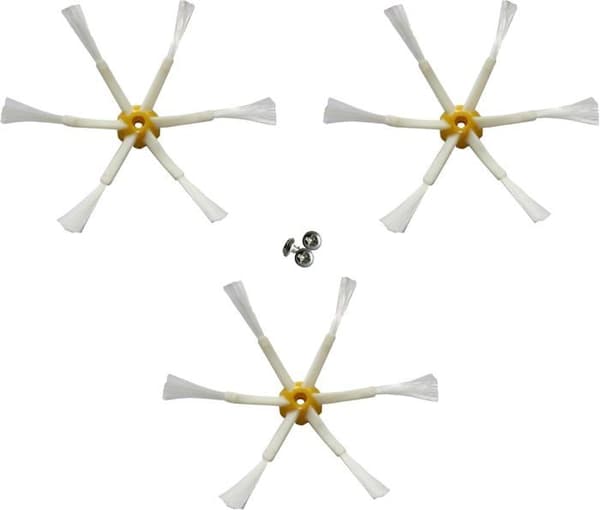 Sidebørste kompatibel med Roomba 500/600/700 - 3-pak - 6 arme - Sort