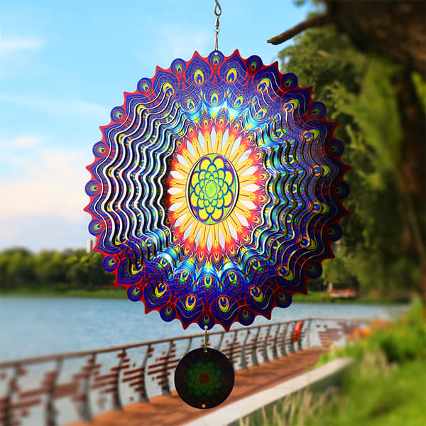 3D-roterende Mandala vindspill - Blå Lilla