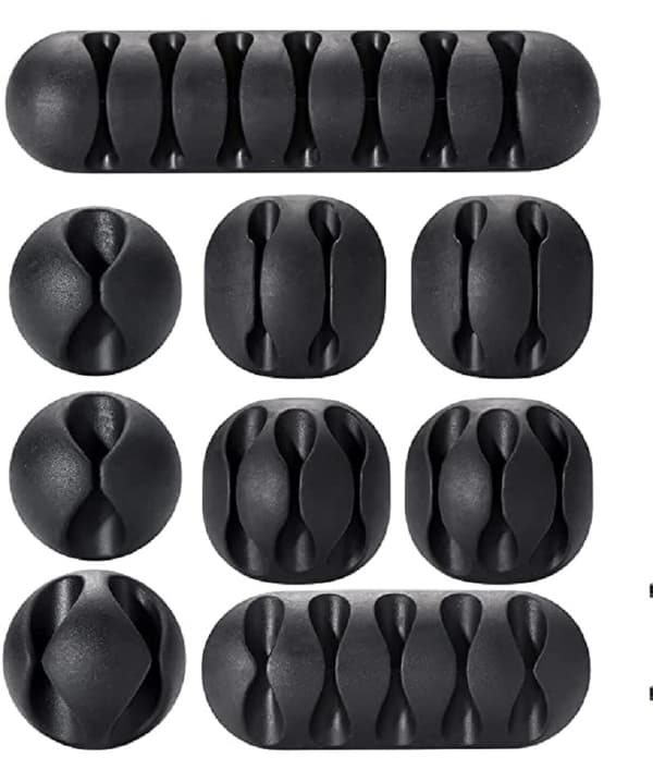 9-delad Desktop Cable Organizer Wire Organizer Sladdhållare Kabelklämmor