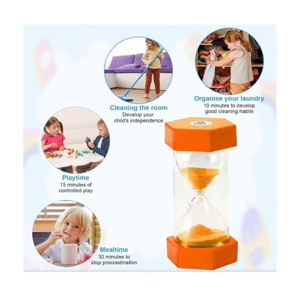 Farverig timeglas-timer, 6 stk. timeglas-sandur-timere, farverige timeglas til børn (1/3/5/10/15/30 min)