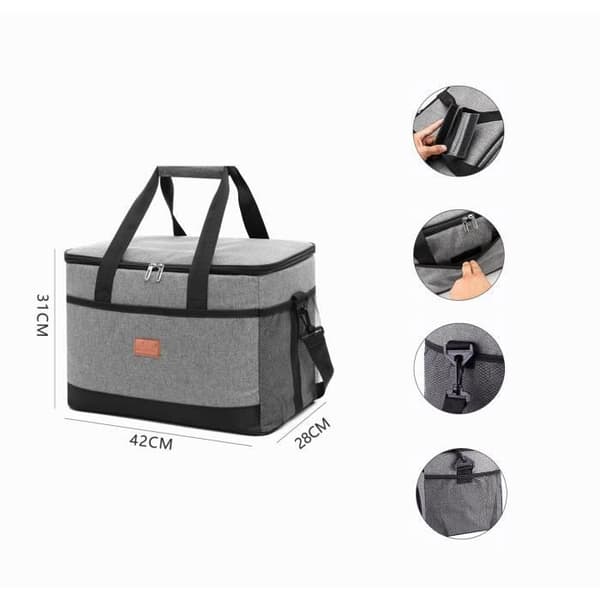 32L Sammenleggbar Isolert Bag - Grå - PEVA - 42x31x28cm