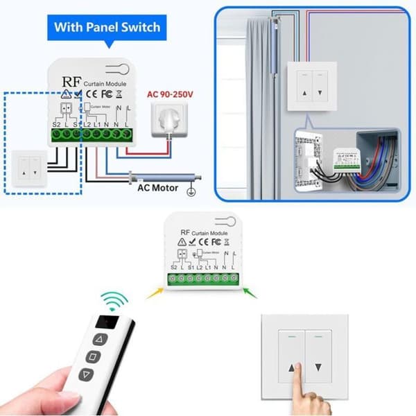 Rullegardinmodulbryter - Rekkevidde 100 m - AC 220-230V - 300 W