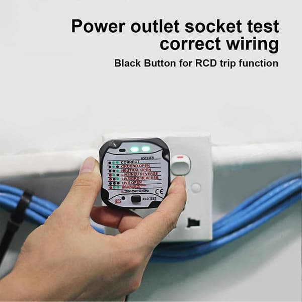 Plug Socket Tester Nøyaktig Deteksjon Rask Respons Socket Detektor EU Plugg 220V?250V