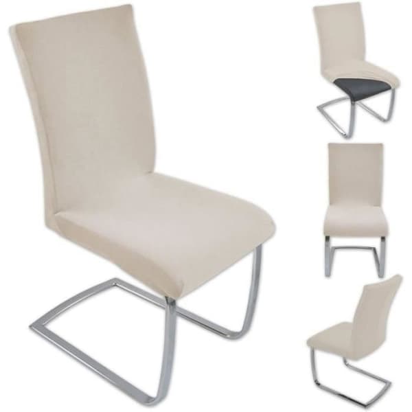 Stoltrekk sett med 6 elastiske stoltrekk beige farge.