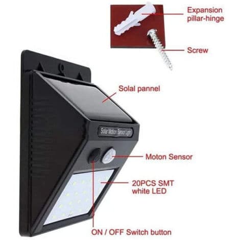 2 x Udendørs Solcelle Fotovoltaiske Spotlights + LED Sensorlamper