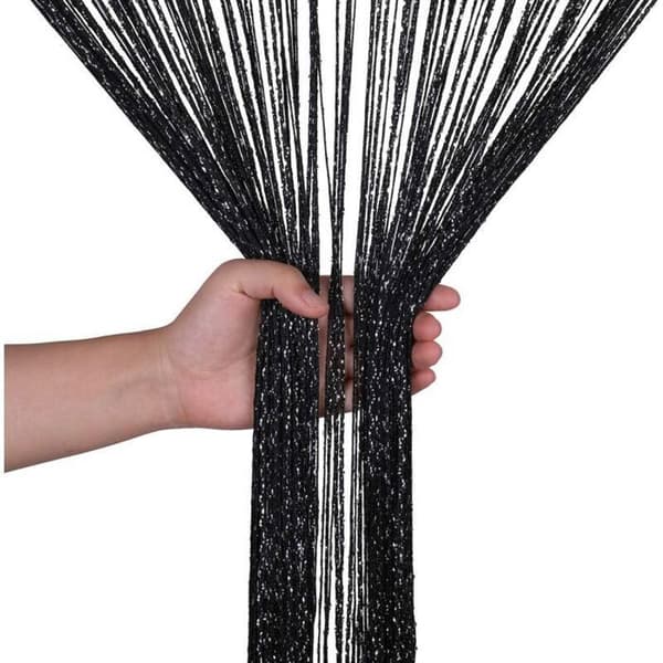 Hyönteisverho 90x200 cm - Kimalteleva hapsu - Musta - Hyönteissuoja