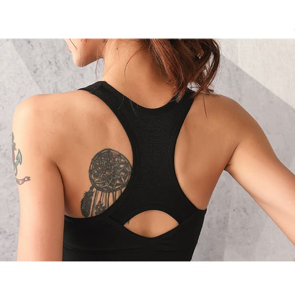 Sports-bh i plus size - Åndbart og støttende design Sort L Grey