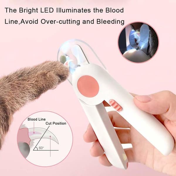 Professionel LED negleklipper - Pink - Til hunde og katte