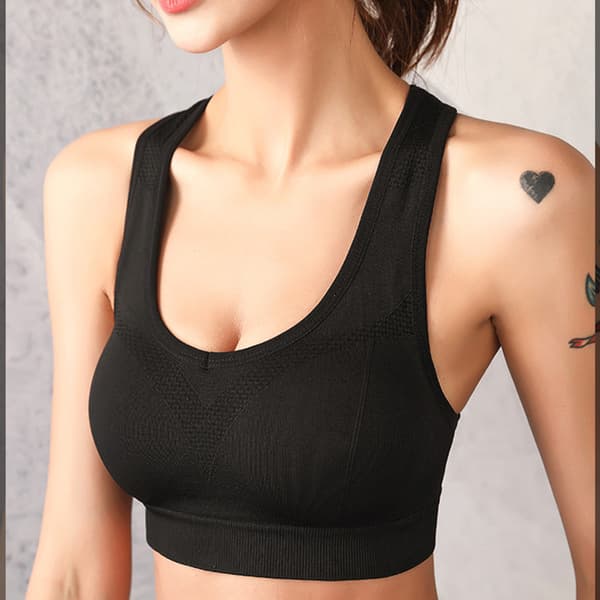 Sports-bh i plus size - Åndbart og støttende design Sort L Black