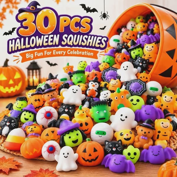 30 st Halloween Mochi Squishy Leksaker – Tecknade Pumpahuvuden
