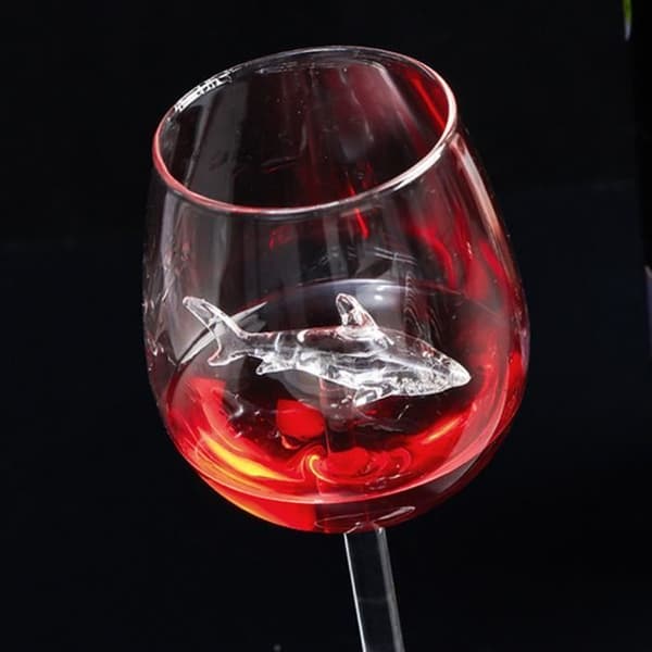 Vinglas med haj indeni - Sæt med 2 - Blyfrit krystal 300 ml - 21 x 7,5 cm