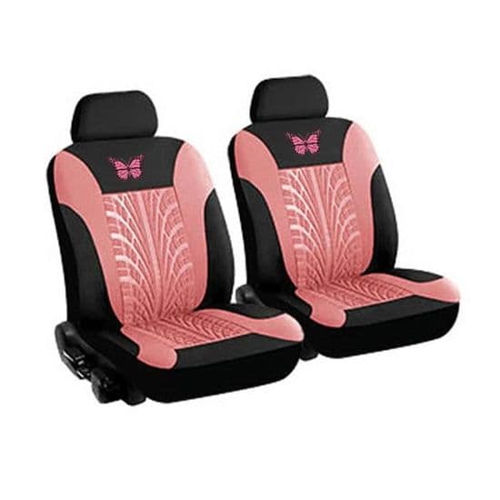 4-delat bilbarnstolsöverdrag - 3D-tryckt - Fjäril - Universal - Rosa