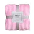 Tæppe - Flonel - 180x200 cm - Mikrofiber - Lys rosa - Stribet tekstur