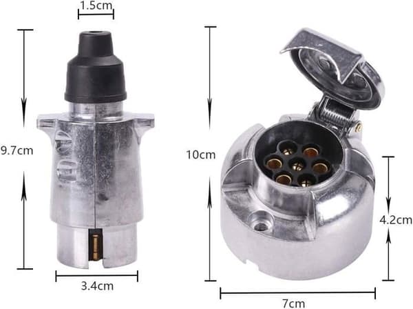 12V vanntett 7-pinners tilhengerplugg egnet for lastebil/bobil/bil (aluminiumlegering)