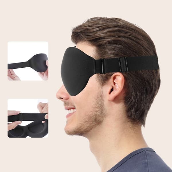 3D Sovemaske for totalt mørke Svart