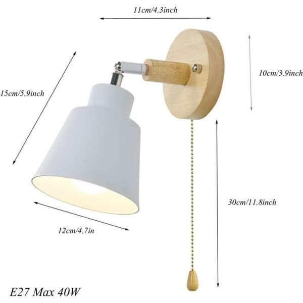 Seinävalaisin - Vetonaru - E27 LED-yhteensopiva - Alumiini ja puu