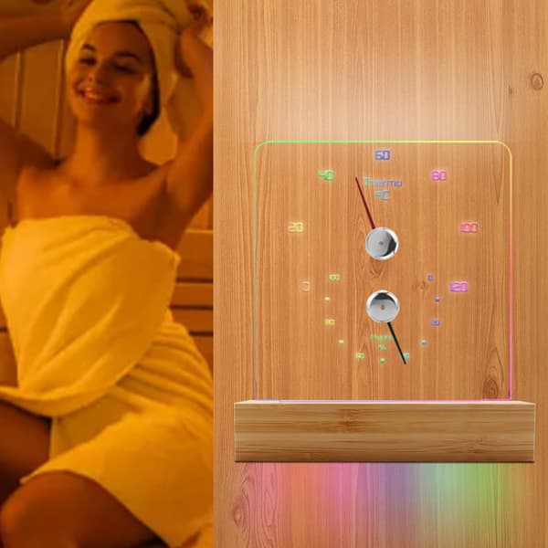 Badstutermometer Hygrometer med RGB-lys