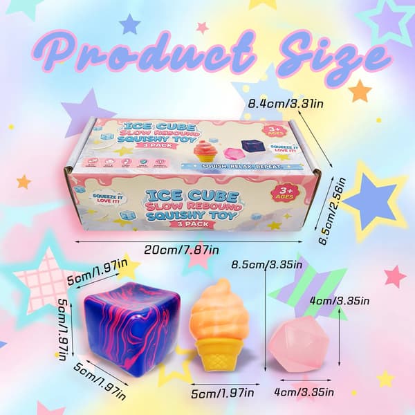 Julklappslåda, 6-pack coola blå glass- och isglass-tema Squishy Fidget-leksaker 2026 Ny