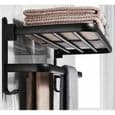Badeværelseshåndklædeholder, foldbar vægmonteret aluminiumshylde, 40 cm, sort, flere farver
