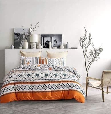 Sengetøj 220x240cm + 2 x Pudebetræk 50x75cm - Sort og Hvid Marmor Vendbart Sengetøjssæt til 2 Voksne (B)