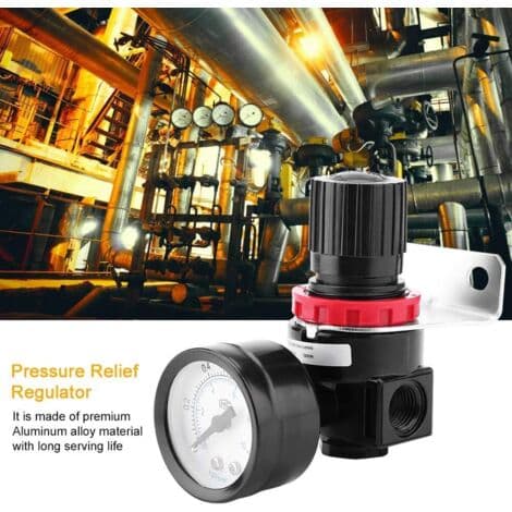1 stk. AR2000 G1/4 lufttryksregulator til pneumatisk styret kompressor med trykmåler